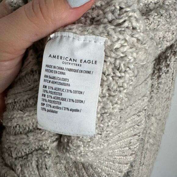 American Eagle Women's‎ Speckled Cropped Fisherman Cardigan Sweater Size L - Picture 5 of 8